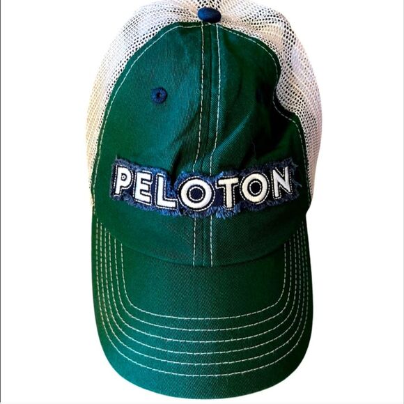 PELOTON Green/Blue White Mesh  Hat Adjustable Hat Embroidered - Picture 1 of 7